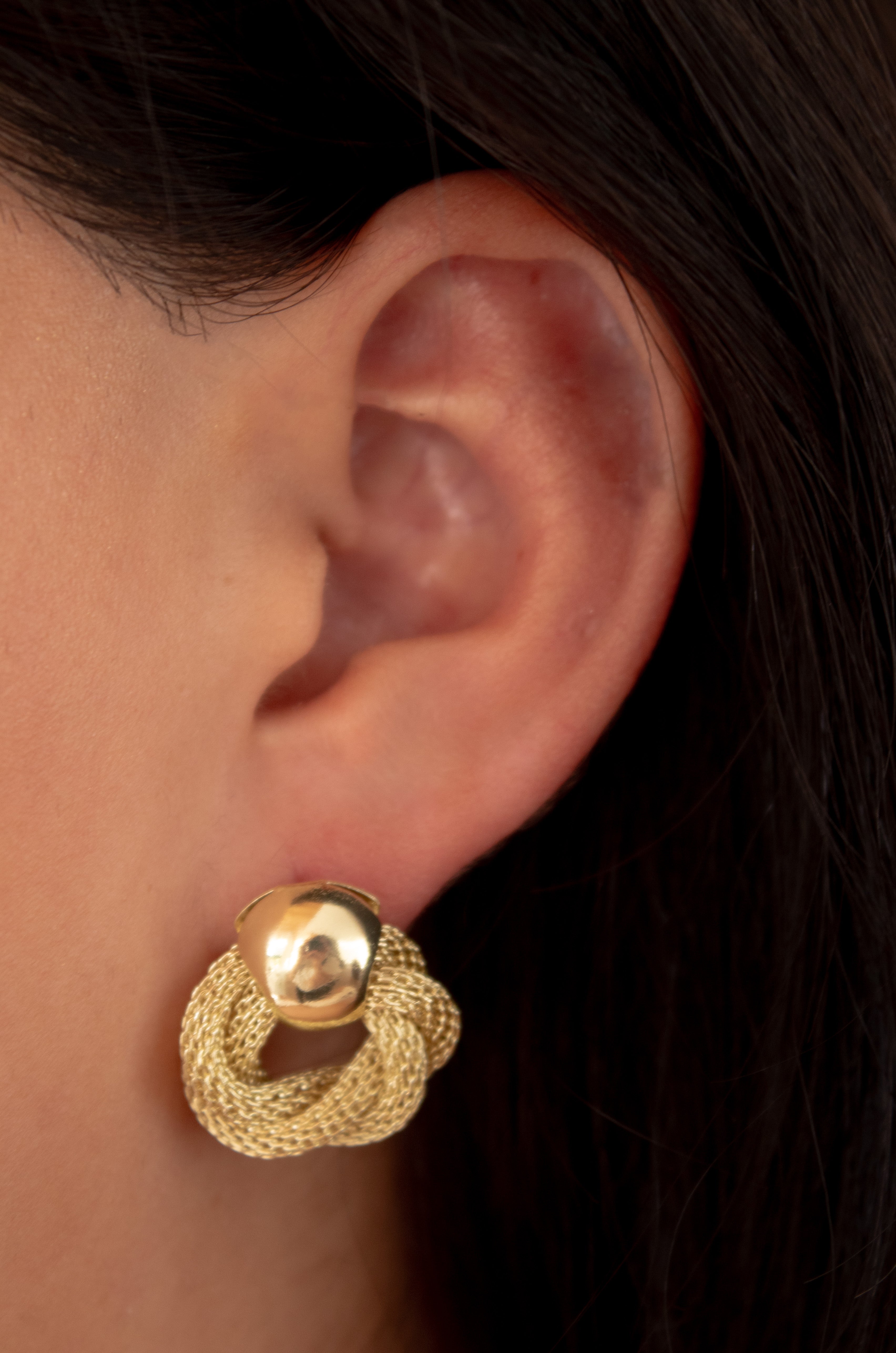 Aretes Mesh Knot Dorados